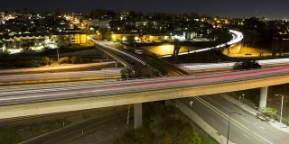 高速公路立交桥夜间延时拍摄，长时间曝光