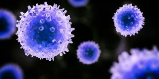 T细胞或病毒漂浮在蓝色