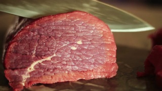 牛里脊肉牛肉切视频素材模板下载