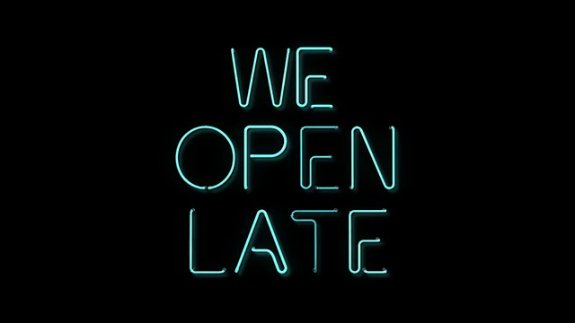 We Open Late霓虹招牌