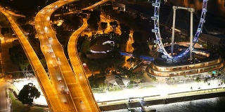 间隔拍摄新加坡摩天观景轮