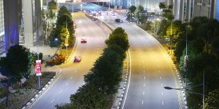 新加坡城市夜间4K延时交通