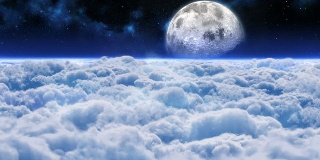 穿越云层飞向月球。