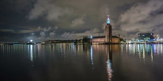 高清时间流逝:斯德哥尔摩市政厅海滨倾斜