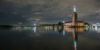 高清时光流逝:斯德哥尔摩市政厅之夜