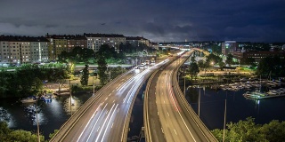 高清时间流逝:夜间高速公路交通