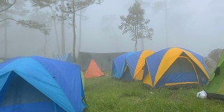 淘金:在富梭岛国家公园的雨季在雾中露营