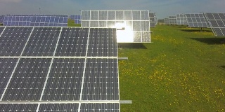 太阳能发电站空中俯瞰拍摄