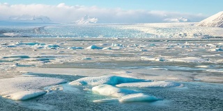 高清延时:Vatnajokull冰川冰岛Jokulsarlon泻湖