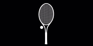 网球、球拍和网球旋转圈，与哑光隔离