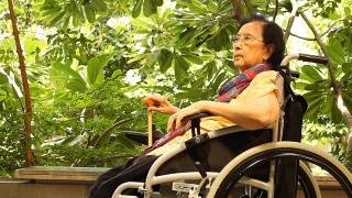 坐在轮椅上的亚洲成年女性视频素材模板下载