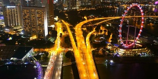 间隔拍摄新加坡摩天观景轮