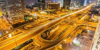北京中央商务区夜间天际线的时间流逝