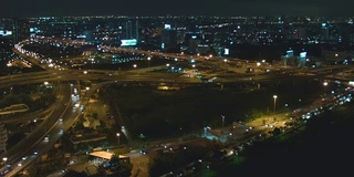 高速公路，夜景城市，