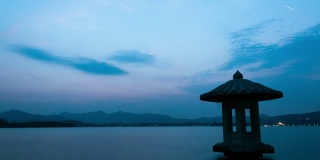 西湖风光与杭州日落，时光流逝
