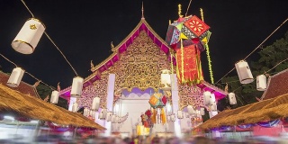 佛教节在Wat Si khon Kham Temple,Hyperlapse