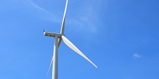 Wind Turbines Rotating in the Wind with Blue Sky Backgrounds