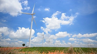风力涡轮机的领域与风天空和Cloudscape视频素材模板下载