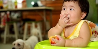 亚洲可爱宝宝吃苹果