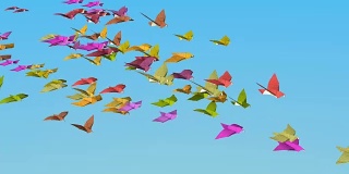 在折纸的秋天，鸽子飞走了