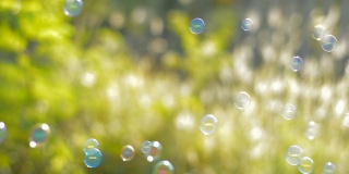 绿草背景上的气泡