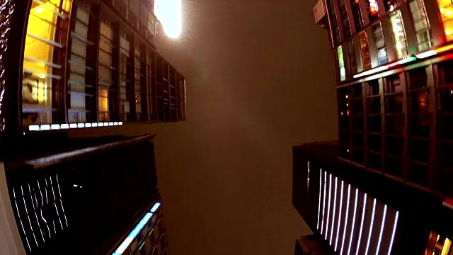 Look up at the building at night - 4K