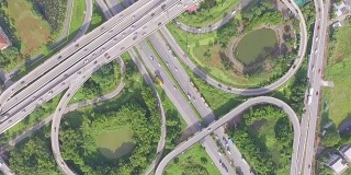 航拍:泰国曼谷繁忙的高速公路