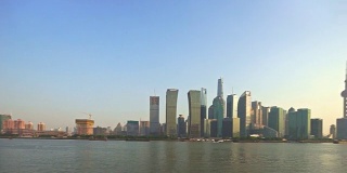 天际线，现代建筑景观上海在日出时间间隔4k