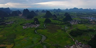 日落喀斯特地区，桂林，中国