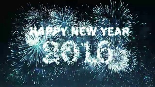 烟花2016蓝色新年快乐视频素材模板下载