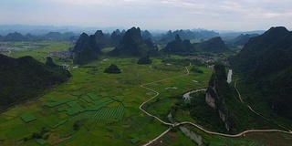 日落喀斯特地区，桂林，中国