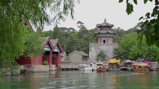 中国北京，颐和园和昆明湖视频素材模板下载