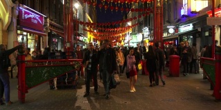 London Chinatown Nightlife Street Scene In Gerrard St