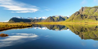 高清平移拍摄的美丽的风景在冰岛南部