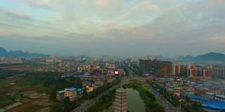 日落喀斯特地区，桂林，中国