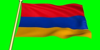 绿色屏幕上显示亚美尼亚国旗的动画