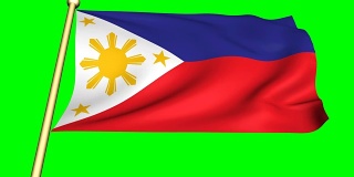 绿色屏幕上的菲律宾国旗