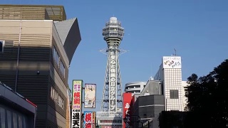 Tsutenkaku Tower Shinsekai District Shopping Street,Timelapse视频素材模板下载