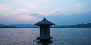 西湖风光与杭州日落，时光流逝
