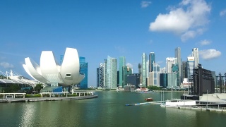新加坡滨海湾天际线视频素材模板下载