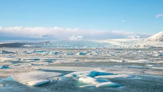4K延时拍摄:Vatnajokull冰川Jokulsarlon泻湖冰岛视频素材模板下载