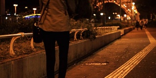 夜晚独自走在街上的女人