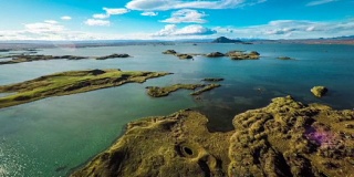 冰岛空中Myvatn湖景观