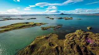 冰岛空中Myvatn湖景观视频素材模板下载