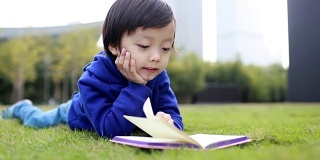 孩子们在草地上读书