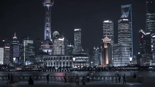 上海街头夜景视频素材模板下载