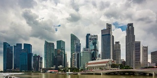 Cloudscape时间推移，以最高质量的新加坡市中心金融区(4K/超高清到高清)-股票视频