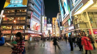 日本大阪的购物和夜生活视频素材模板下载