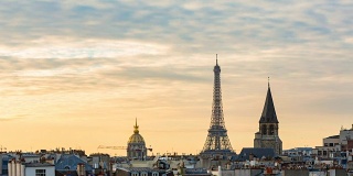 巴黎城市天际线日落时间