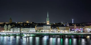 高清时间推移:斯德哥尔摩城市夜景